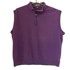 Peter Millar 2X Purple 100% Cotton Quarter Zip Sweater Vest Oversized Mock Neck